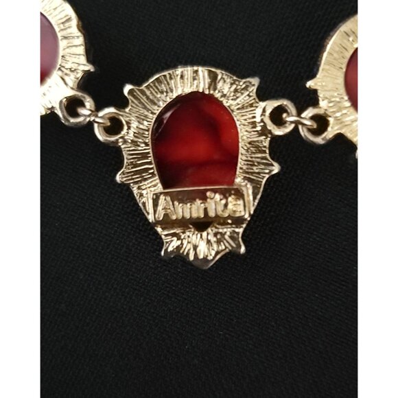 Amrita Singh Gold-Plated Necklace With Orange Resin Teardrop Shaped Faux Stones - Picture 5 of 7